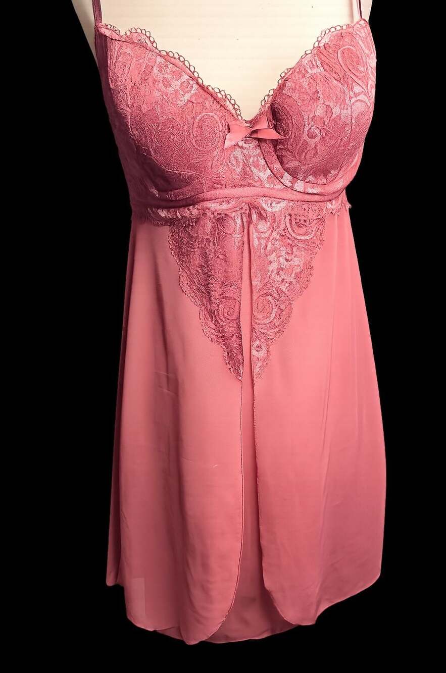 Buy La Vie En Rose Satin And Lace Trim Nightie Purple In Purple